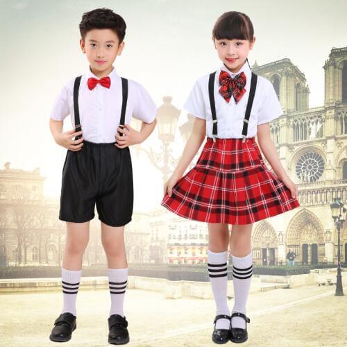 Childrens elementary school school choir reading costumes boys and girls bibs show clothes childrens dance uniforms uniforms
