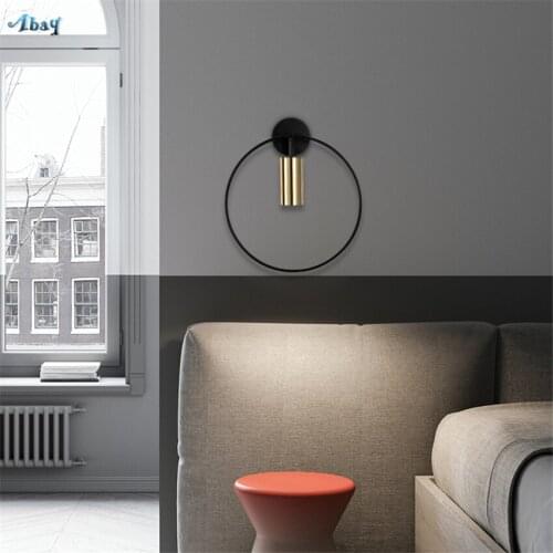 Nordic Luxury Line Wall Lamps Mirror Headlight Modern Aisle Corridor Bedroom Bedside Wall Sconce Lights Round Home Deco Fixtures