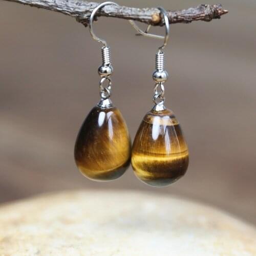 Natural Tiger Eye Stone Earrings Women Elegant Dangle Earrings Fancy Drop Earring Bold Gems Stone Jewelry Dropship