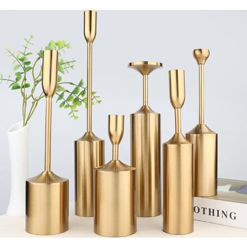 New European six-piece candlestick ornaments simple wrought iron desktop decoration home metal candlestick ornaments