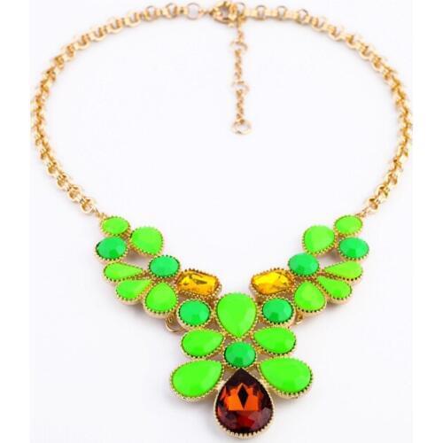 Imitation Gemstone Cluster Green Necklace Online Shopping India Fashion Bright Color Maxi Necklace Jewelry Accessories