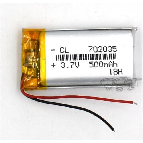 3.7V 500mAh Rechargeable Li-Polymer 702035 Li-ion Lithium Cell Battery For MP3 MP4 Game Player Mouse PSP Lampe Speaker Toys