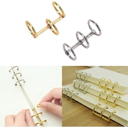 Practical Notebook Loose Leaf Binder 3-Ring Gold Silver Loose-leaf Metal Split Hinged Rings Scrapbooking Binder Album Calendar