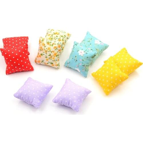 Colorful 2PCS/lot Flower Pillow Cushions For Sofa Couch Bed For For Dollhouse 1/12 Dollhouse Miniature Furniture Toys