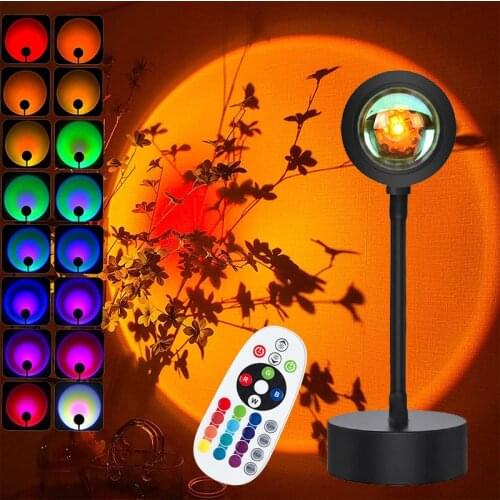 RGB Sunset Light Led Sunset Aura Lamp Projector for Woman Child Art Wall Atmosphere In Home Bedroom Coffe Shop Background Tiktok