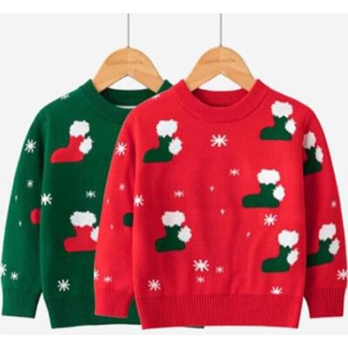 Christmas Clothes Kids Girls Pullover Sweater Autumn Winter Bottoming Clothing Child Knit Clothes New Baby Boys Sweater