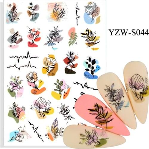 Self-adhesive 3D Stickers for Nails Color Flowers Leaf Grass Nail Art Decorations Autumn Fashion Sticker Women Girl Nail Foil