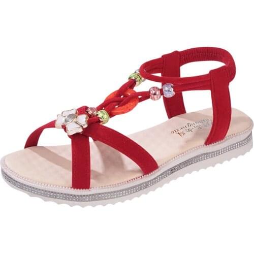 2017 Summer new pregnant women flat sandals female students soft bottom flat with antiskid Roman beach shoes