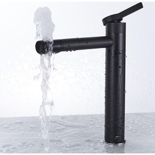 Vidric Matte Black 720 Degree Rotation Basin Faucet Single Handle Mixer Tap Bathroom Crane H/C Water Tap Mixer Torneira