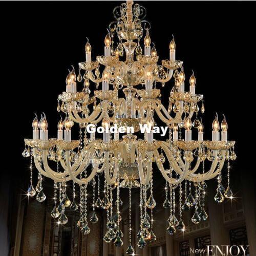 Modern Luxury European Hotel Chandelier E14 LED Lamparas Retro Cognac Chandelier Cristal Lustre Penthouse Cystal Chandelier