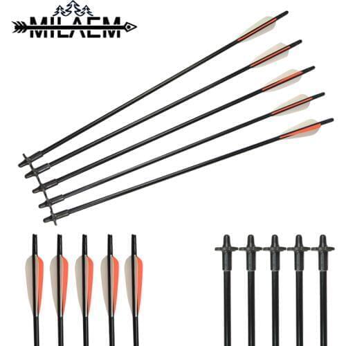 6 pcs Archery Crossbow Release Bolt Arrow Glass Steel Shooting Arrow For Outdoor Shooting Hunting Sports