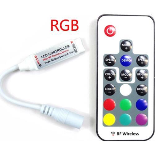Micro-size RGB Led Remote Controller DC5-24V RF Wireless Remoter 4pin For 12A RGB Led Strip Lighting 5050 Tape Light
