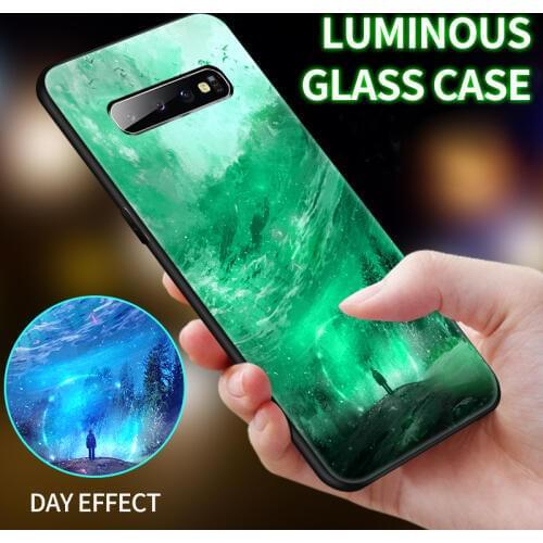 Luminous Glass Case For Samsung Galaxy Note 10 9 8 Pro S20 Ultra S10 e 5G S9 S8 Plus Phone Cover