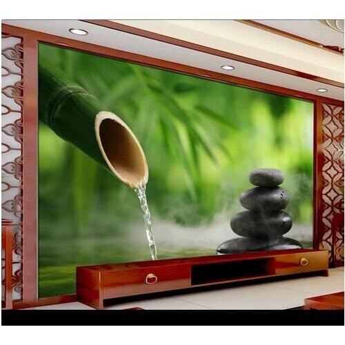 Fresh Bamboo Forest Water Stone Yoga SPA Salon Wallpaper 3d Wall Mural Rolls Hotel Livingroom Bedroom Wall Art Decor Wall Paper