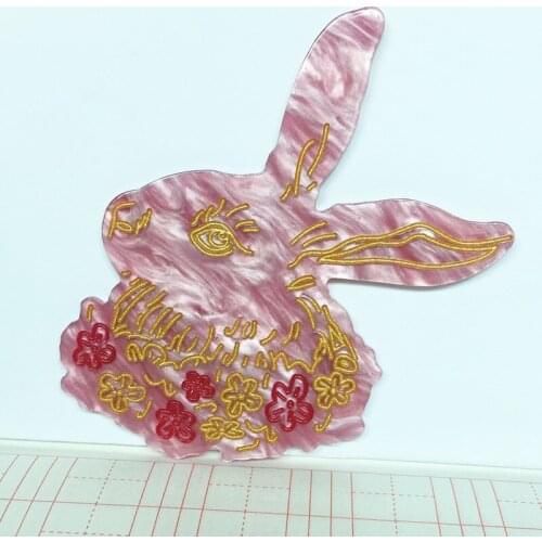 Vintage 2 Colors rabbit Brooches Women Men Resin Acrylic Acetate Celluloid bunny Brooches Gifts