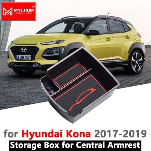 Armrest Box Storage for Hyundai Kona 2017 2018 2019 Kauai Stowing Tidying Car Organizer Anti-Slip Rubber Accessories Car Styling
