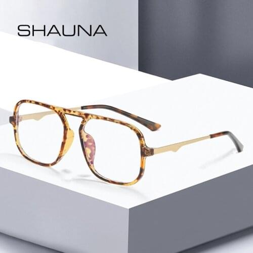 SHAUNA Anti Blue Light TR90 Women Glasses Frames Oversized Men Optical Computer Glasses