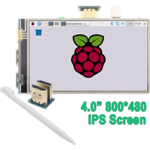 4.0" Inch HDMI-Compatible IPS LCD Monitor Screen Module Display with GPIO Resistive Touch Panel Audio Output for Raspberry Pi 4