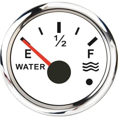 0-190ohm Auto Marine Water Level Gauge 52mm Boat Water Tank Level Gauge Indicator with Low Warning Light