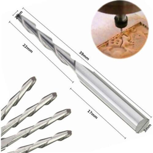 1PC 3.175MM cutters for woodworking Solid Carbide 2mm Dia Spiral 2 Flutes Ball Nose End Mill Engraving Bit P0.2