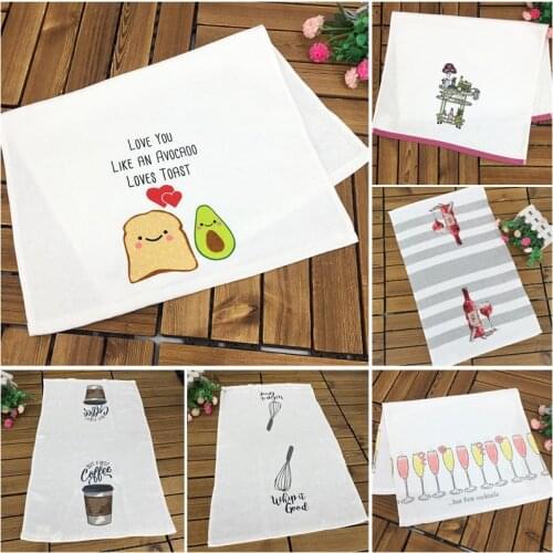 1pc Soft Cotton Dish Towel Eco Printed Tea Napkin Kitchen Cleaning Cloth 45x70cm 42x65cm