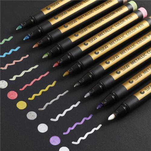 10pcs Colored Highlighters Art Marker Waterproof Permanent Metallic Marker Pens For Kraft Paper Painting Drawing Art Supplies