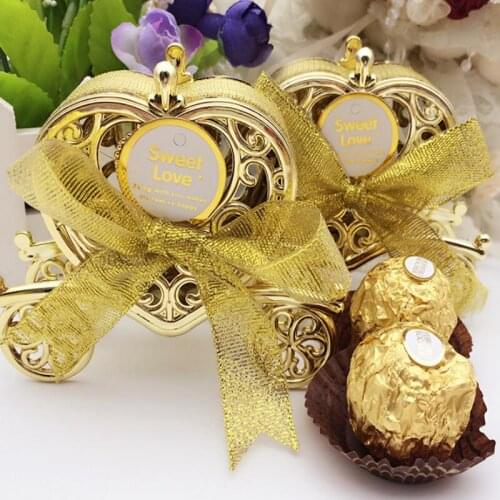 100pcs Love Carriage Wedding Birthday Party Favours Gift Box Gold and Silver Candy Chocolate Box LX7932