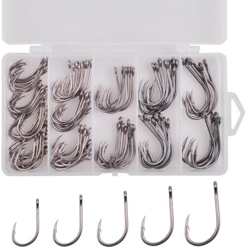 110pcs/Box High Carbon Steel Fishing Hooks Sharp Faultless Oshaughnessy Bait Fishhooks For Saltwater Fishing