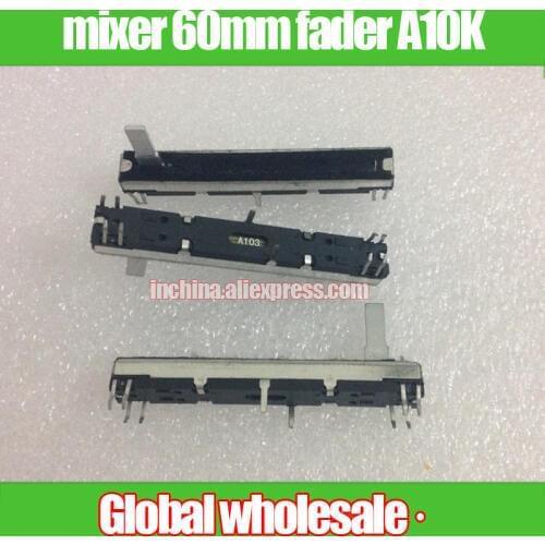 2pcs black mixer 60mm straight sliding potentiometer A103 A10K 15MM / double linkage stereo fader
