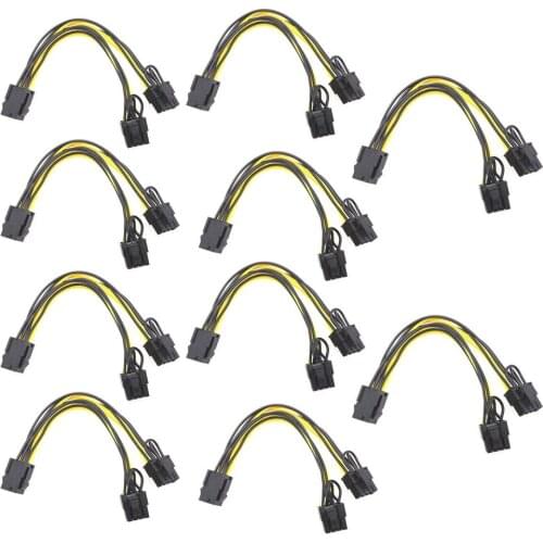 5/10pcs 6-pin PCI Express to 2 x PCIe 8 (6+2) pin Motherboard Graph Video Card PCI-e GPU VGA Splitter Power data Cable