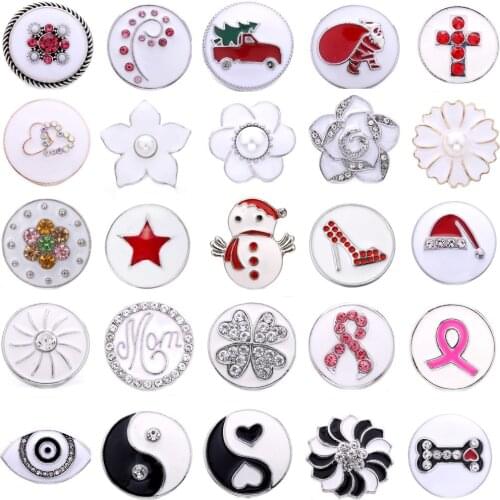 5pcs/lot Multiple Styles Snaps Jewelry Mixed 18mm Snap Button with Crystal Rhinestone Button for 18mm Snap Bracelets Bangles