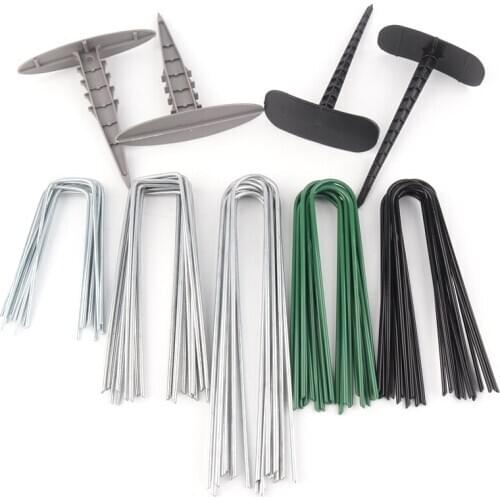 50pcs Weedmat Fixing Ground Nail Insect Control Net Fix Nail Greenhouse Film Pegs Lawn Ground Stake Spike Fix Tools