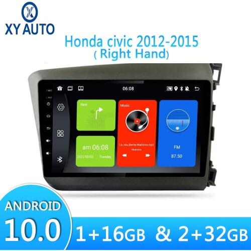 9-inch Android10 2.5D High Definition Touch Screen Car Radio For Honda Civic 2012-2015 Right Hand Built-in Quad Core Mirror Link