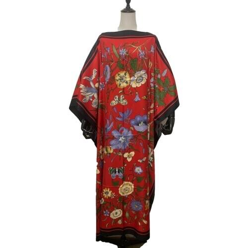 Bohemian Silk Beach sexy lady kaftan maxi dress мусульманская мода 2020 Kuwait Popular Boho clothing Muslim Women Long dress