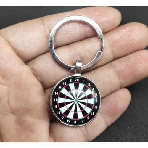 BTWGL 2020 Personality Dart Target Keychain Keyring Jewelry Pendant Convex Glass Keychain Friends Gift