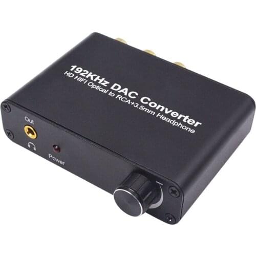 192kHz DAC Converter Digital Optical Coaxial Toslink to Analog L/R RCA 3.5mm Jack Audio Converter Adapter With Volume Control