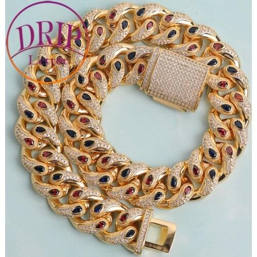 20mm Miami Cuban Chain Real Gold Plated Necklace Men Hip Hop Rock Jewelry