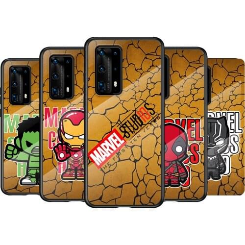 Tempered Glass Cover Marvel Hero Comic Fashion For Huawei P40 P30 P20 P10 Pro Plus Lite 5G 2019 Phone Case