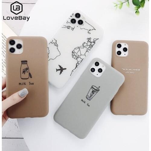 Lovebay Cartoon Milk Tea Plan Letters Cases Cover For iPhone 11 Pro Max X XR Xs Max Soft TPU Back Cover For iPhone 6 6s 7 8 Plus