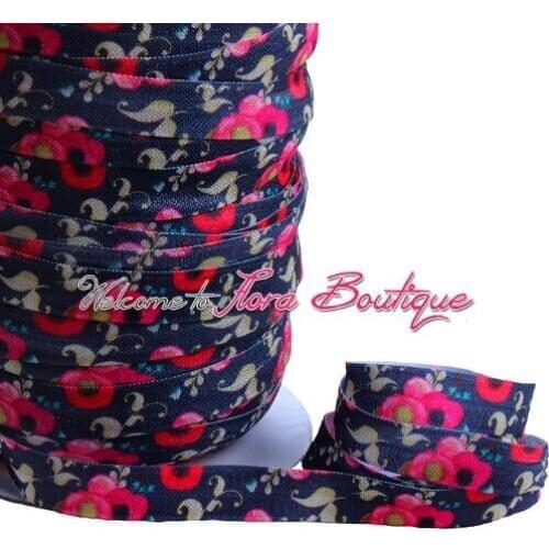 FLRA ElasticNew floral foe elastic fold over elastic hair ribbon