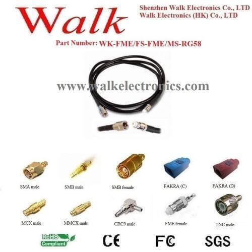 FME Antenna cable/RF cable assembly/cable antenna: FME male straight to FME female straight with RG58 cable