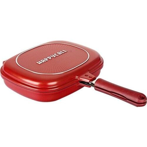 Hot Sale Household 28cm Pan Double Side Grill Fry Pan Cookware Double Face Pan Steak Fry Pan Pancake outdoor Kitchen supplies