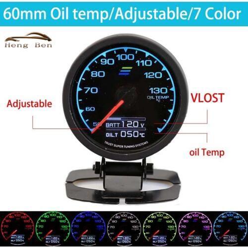 HB 60mm 7 Color in 1 Racing Gauge GReddi Multi D/A LCD Digital Display Oil Temp Gauge Car Gauge 2.5 Inch