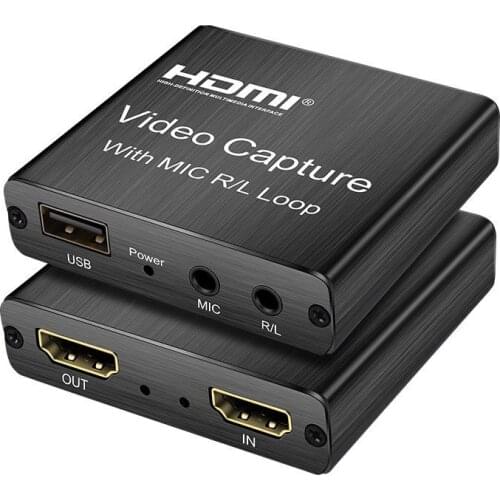 AOEYOO 4K USB Video Capture Card HDMI TO USB with Loop Out,MIC Input&L/R Audio Output Game Capture OBS Live Streaming