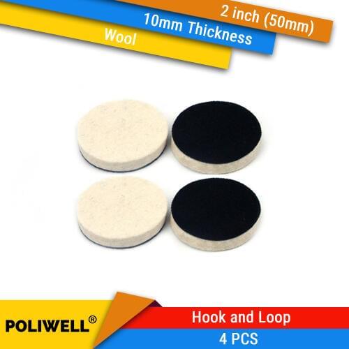 4PCS 2 Inch 50mm Round Wool Polishing Disc Flocking Backing for Sanding Pad Car Metal Grinding Polishing Power Tools Accessories