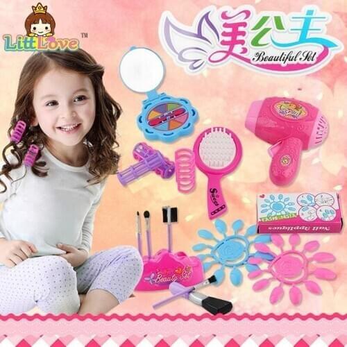 LittLove Hot Sale Cute Children Makeup Set Hairdressing Make Up Kids Girls Simulation Toys Plastic Princess Cos Playing Toys