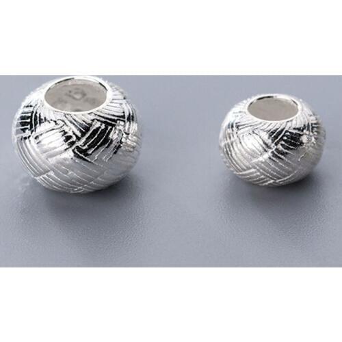 100% 925 Sterling Silver Weave Pattern Big Hole Spacer Beads Handmade Charm Metal Spacing Beads DIY Fine Jewelry Making Findings