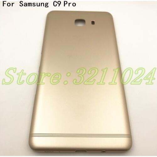 Metallic Material Back Battery Cover Case Door Housing Cover Frame For Samsung Galaxy C9 Pro C9000 Back Cover Case With Logo