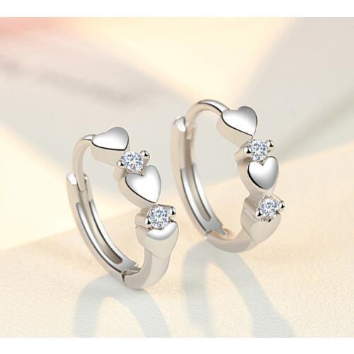 925 Sterling Silver Heart Cubic Zirconia Paved Stud Earring For Women Wedding Gift Ear Pierced Earrings Fashion Jewelry eh1343