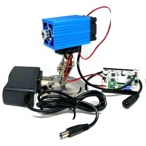 3350 4000mw High Power 445nm 450nm 4W Blue Laser Diode Module Focusable Dot Head w TTL Cooling Fan & 12V Power Adapter Locator